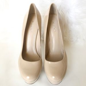 Aldo Beige Platform High Heel Pumps
